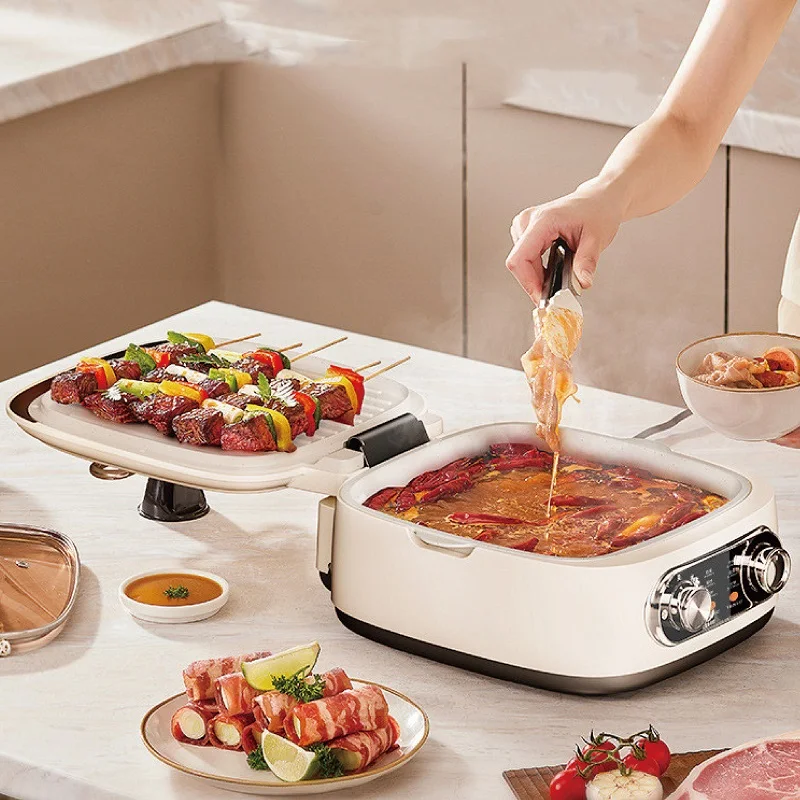 

1800W Double-sided Baking Electric Pancake Machine ceramic non-stick Skillet Deepen Hot Pot Multi-Cooker Barbeque Food Steamer