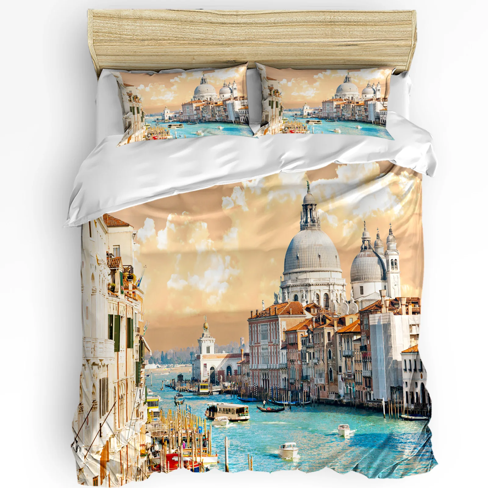 

Venice Building Water Boat Sunset Duvet Cover 3pcs Bedding Set Home Textile Quilt Cover Pillowcases Bedroom Bedding Set No Sheet