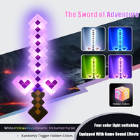 MC Game Diamond Sword Toy with Sound & 4 Color Changing LED Lights, Christmas Birthday Gift for Kids