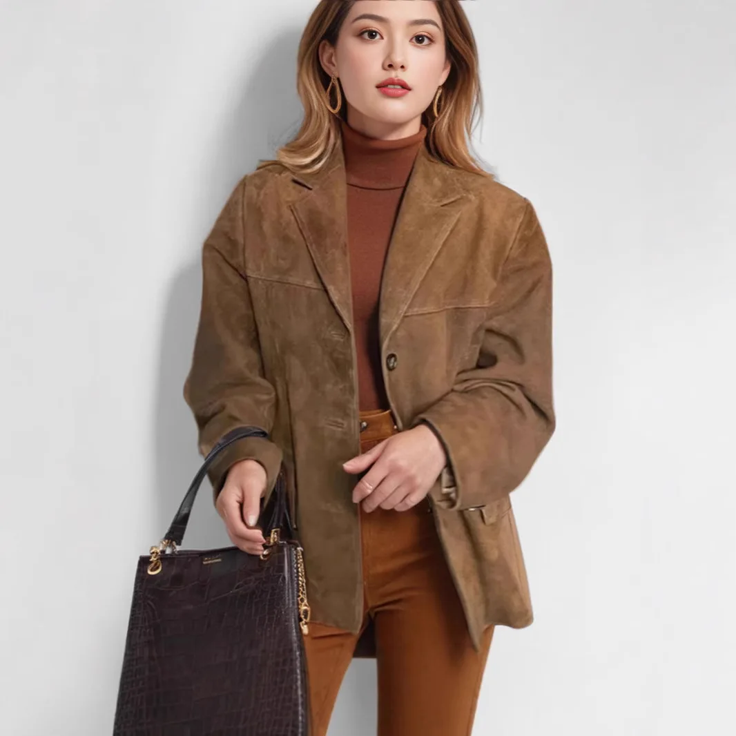 Women's Jackets 2025 New Autumn Women's Clothing Temperament Retro Brown Loose Pocket Long-sleeved Suit Jacket For New Outerwear