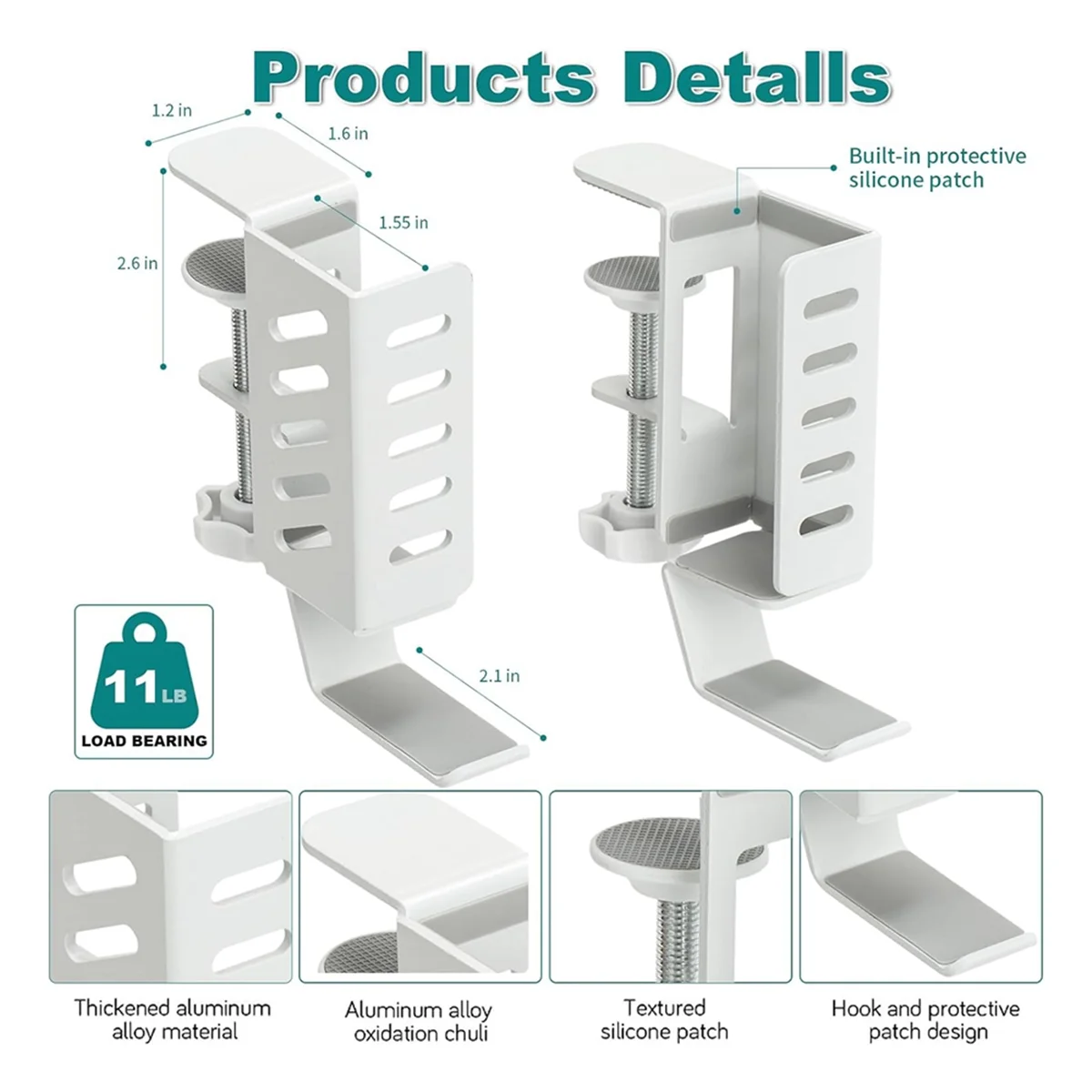 Imagem -06 - Suporte Vertical Vertical do Portátil sem Broca Montagem do Desktop Pendurando no Lado Branco