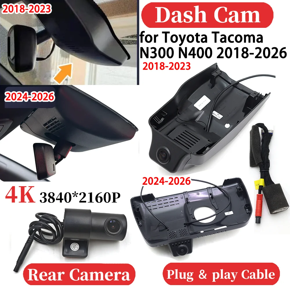 

ZJCGO for Toyota Tacoma N300 N400 2018-2026 UHD Car 4K Video Recorder DVR Dash Cam Dashboard Camera Plug and play Night Vision