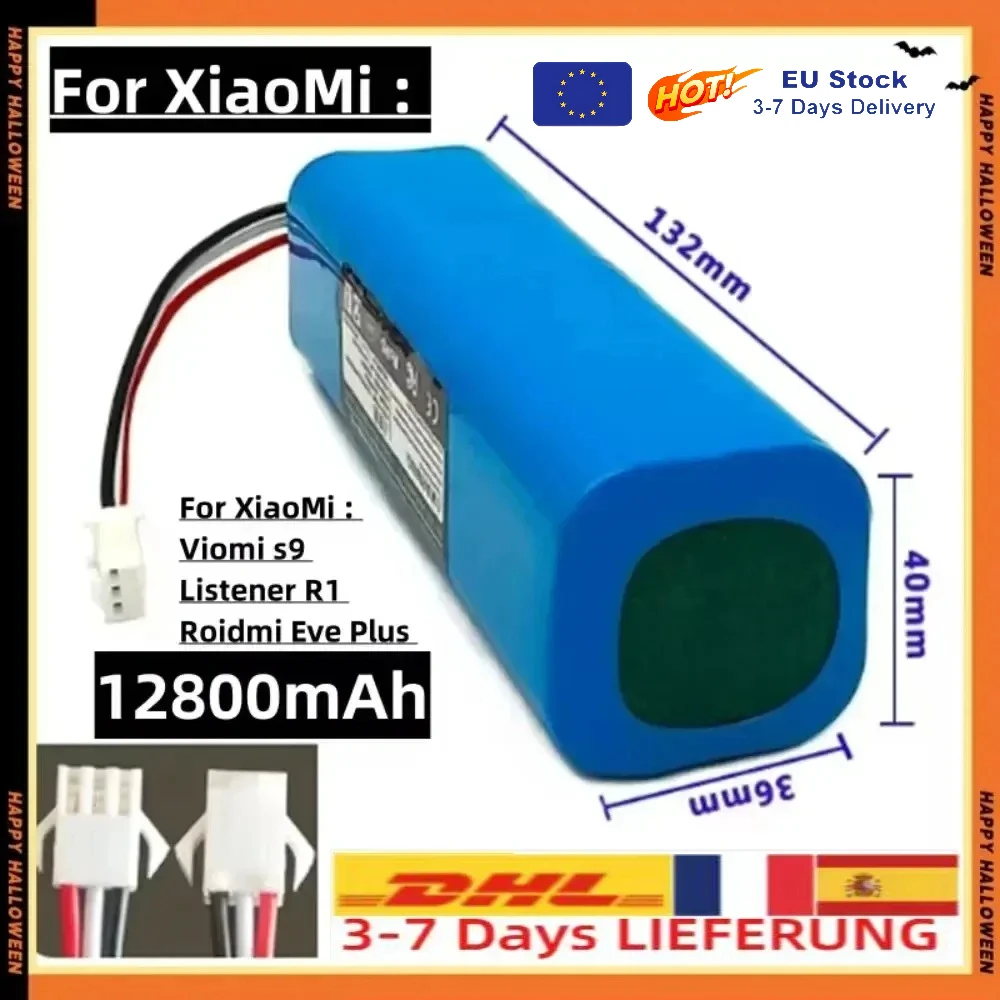 Batteria ricaricabile agli ioni di litio da 12800 mAh per XiaoMi Lydsto R1 Viomi S9 Roidmi Eve Plus Robot aspirapolvere Batteria