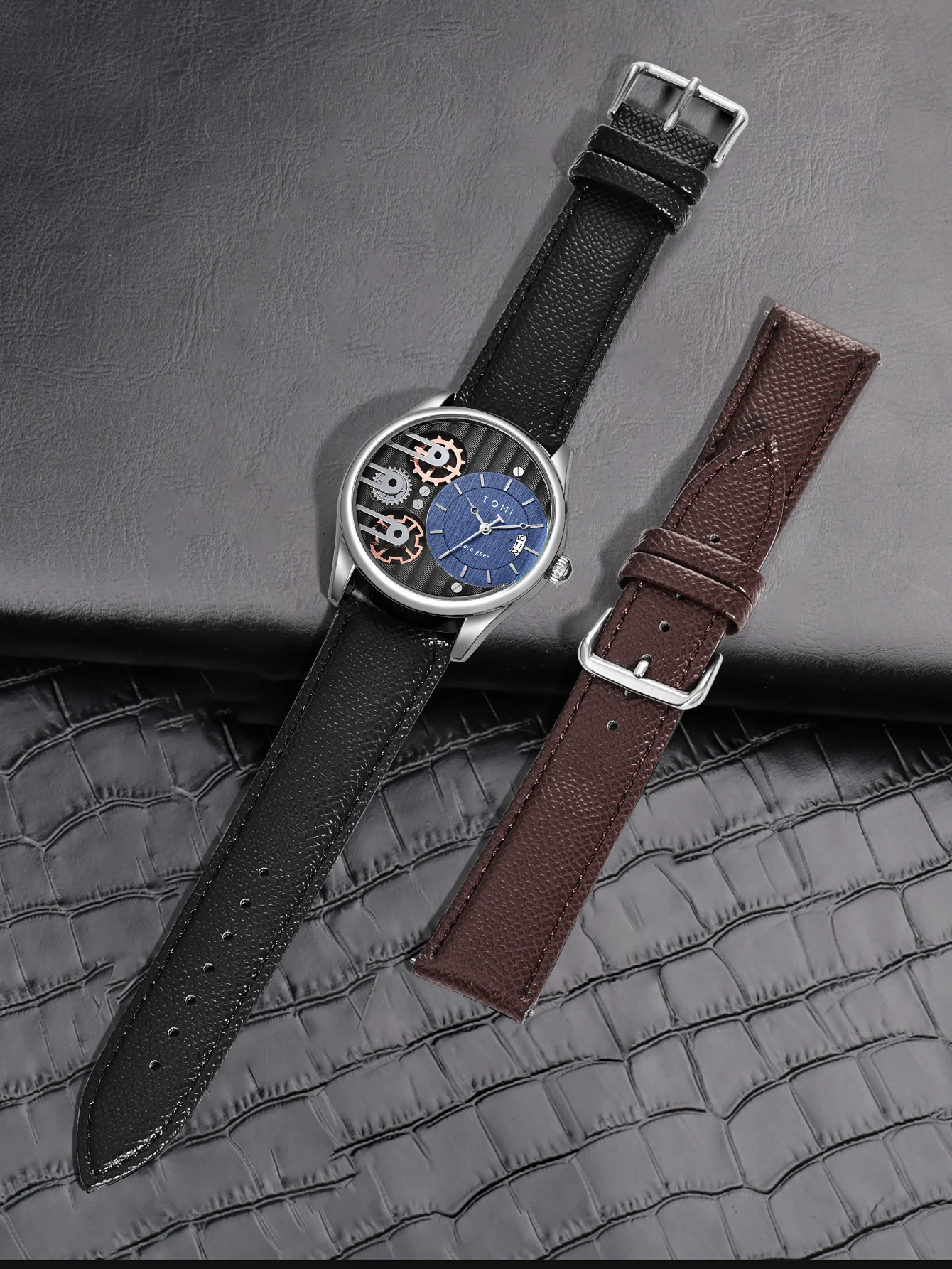 Tomi Herren Geschenk box Kombination Set Uhr Luxus und einfache Business abnehmbare Armband Quarzuhr Herren uhr Festival Geschenk – Detail 23