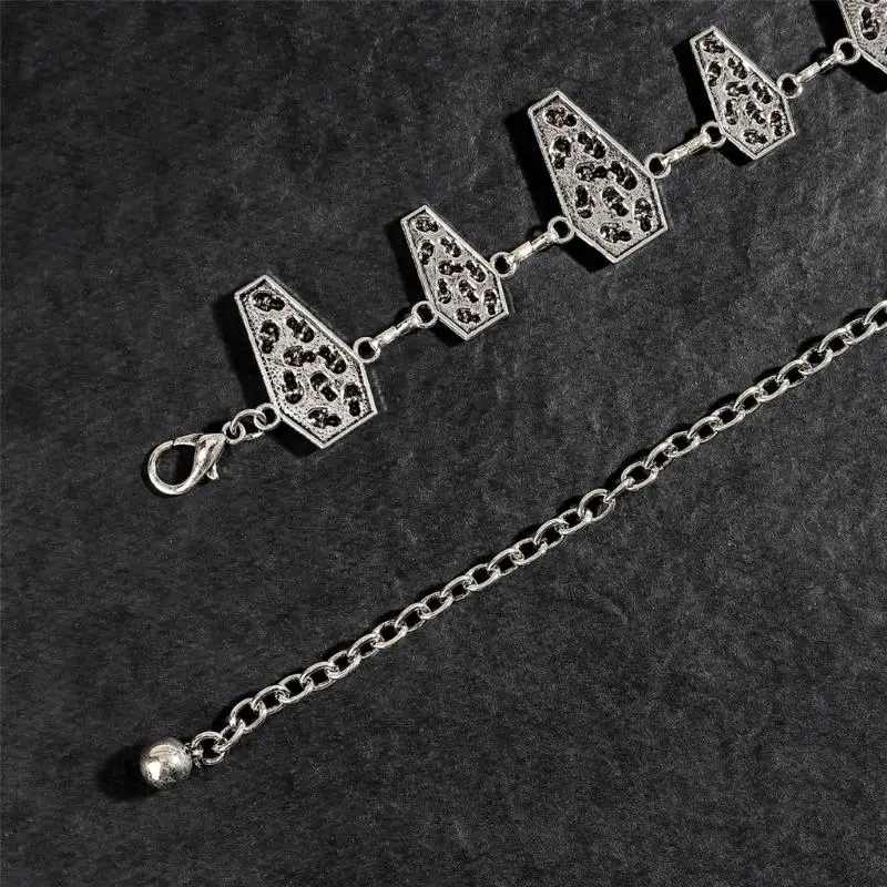 652F سلسلة خصر معدنية فضية داكنة قابلة للتعديل للنساء مع تفاصيل الإطار #4