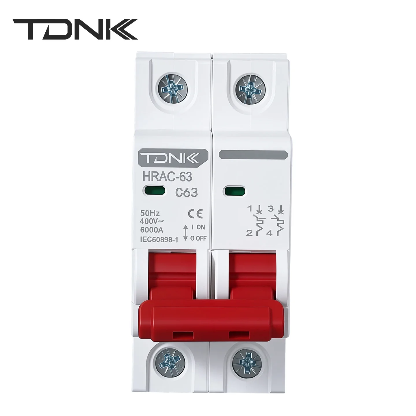 TDNK HRAC-63 AC Miniature Circuit Breaker 2P 6A-63A MCB Din Rail Mount Air Switch for Overload And Short Circuit Protection