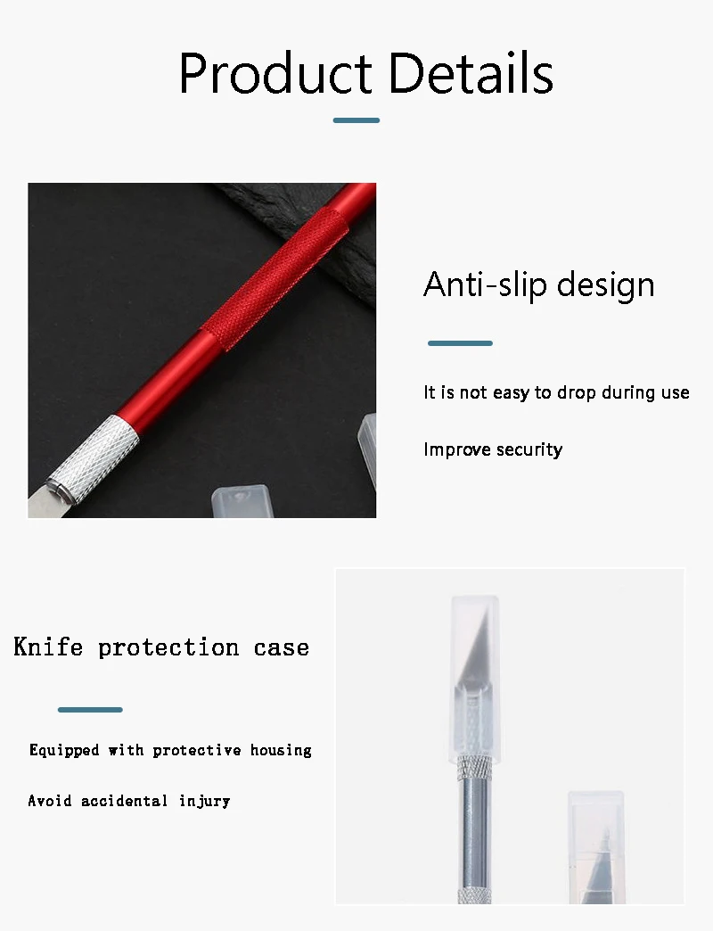 Metal Scalpel Knife Tools Non-Slip Knife Blades Engraving Knife Mobile Phone Film Paper Cut Carving Tools