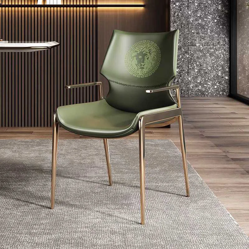 

Nordic Luxury Modern Design Home Furniture Green Leather Upholstered Dining Chairs For Home Bar Hotel Restaurant Dining Room