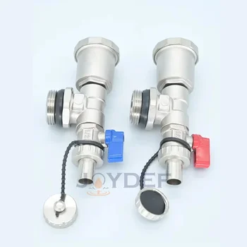 Un par/DN25 colector niquelado juego de piezas finales ajustables con válvula de drenaje y ventilación utilizado en el sistema de calefacción por suelo radiante