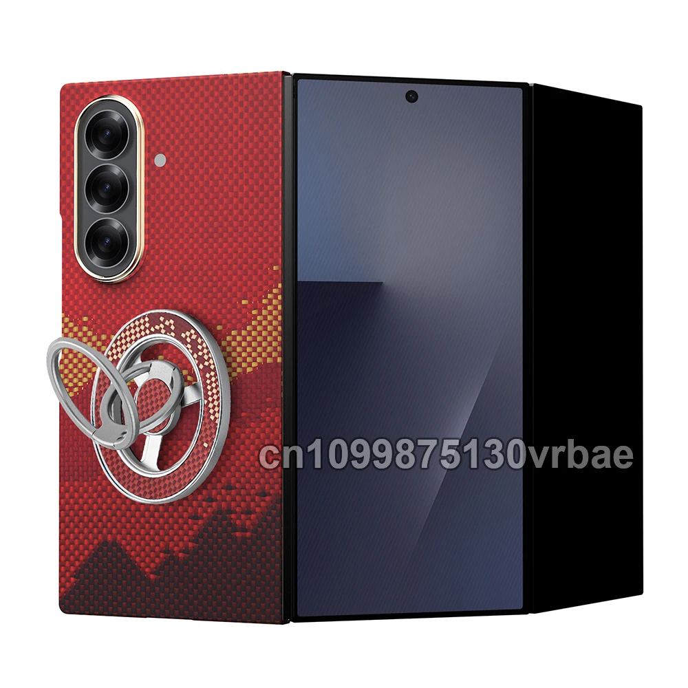 

600D Real-thin Carbon Fiber Phone Case for galaxy z trifold case Aramid Fiber fabric thinhard Magnetic balck Slim light red Case