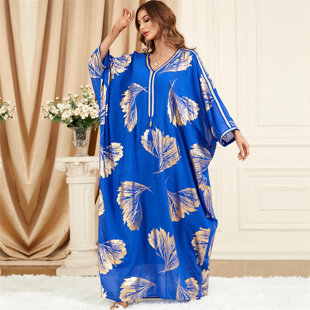 

Muslim Women Print Tassel Maxi Dress Eid Mubarak Abaya Dubai Turkey Kaftan Islam Clothing Robe Morocco Caftan Arab Gown Djellaba