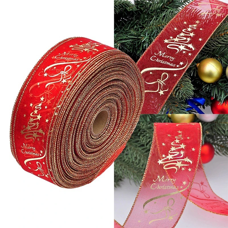 Kerstlint Voor Kerstboom Decoratie Diy Geschenkdoos Strik Decoraties Kerstboom Opknoping Ornament 2/15M Lengte 2025 Nieuw