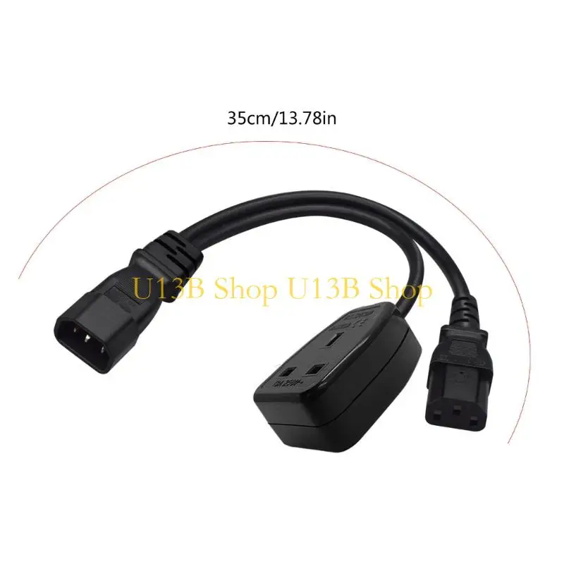 U13B 1ft/32 IEC320 C14 bis IEC320 C13+UK13A AC-Power-Verlängerungskabel-Adapterkabel