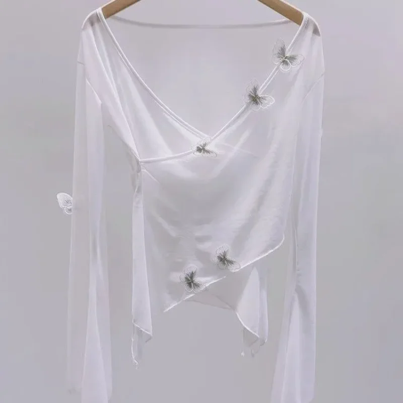 Three Dimensional Slim Irregular Mesh Top Fashionable Summer New Gentle Temperament Elegant T-shirt