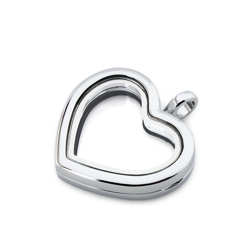 Heart Shape Glass Living Memory Locket Charms สร้อยคอเหรียญจี้สำหรับเครื่องประดับทำไม่มีของขวัญ