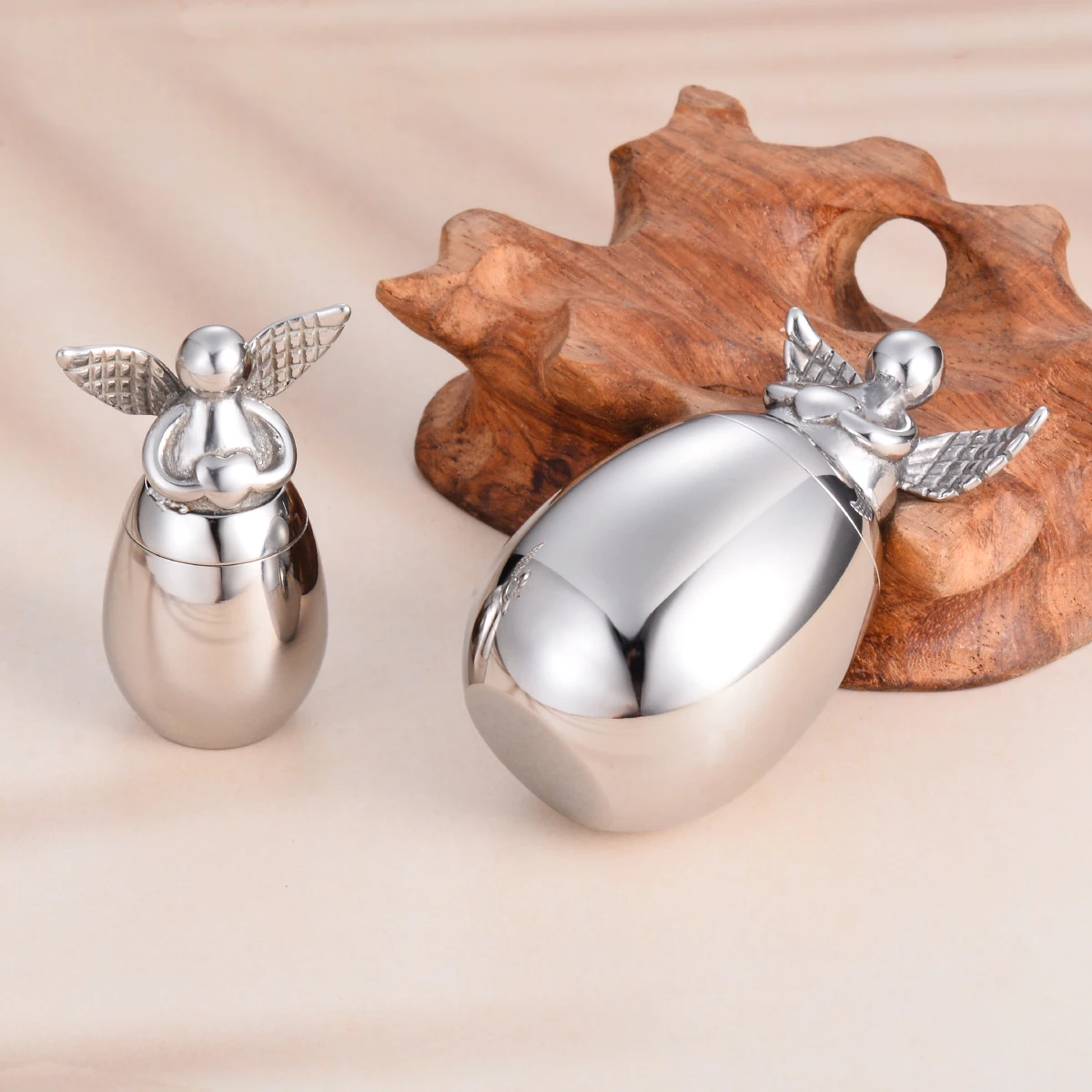 Small Cremation Keepsake Urns for Human Ashes or Pet Ashes Exquisite Stainless Steel Angel Shape Mini Decorative Urns Jewelry