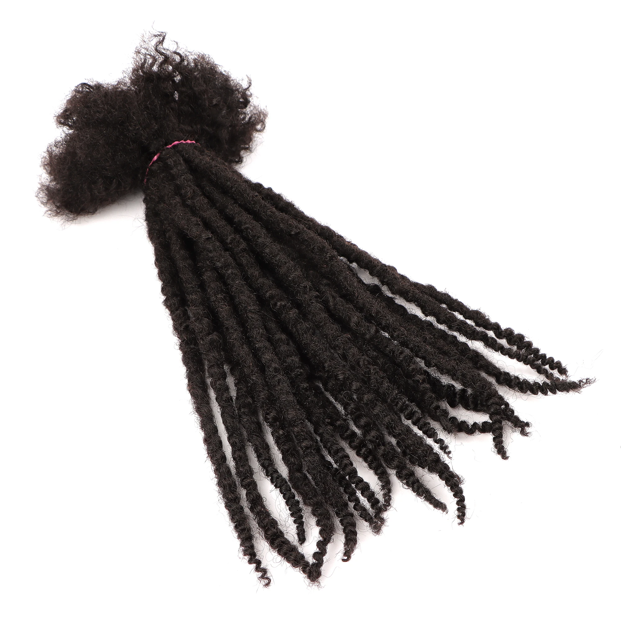 AHVAST Textured Locs Extension Natural Human Hair Dreadlock Extentions Natural Black 0.6cm 0.8cm Crochet Loxs