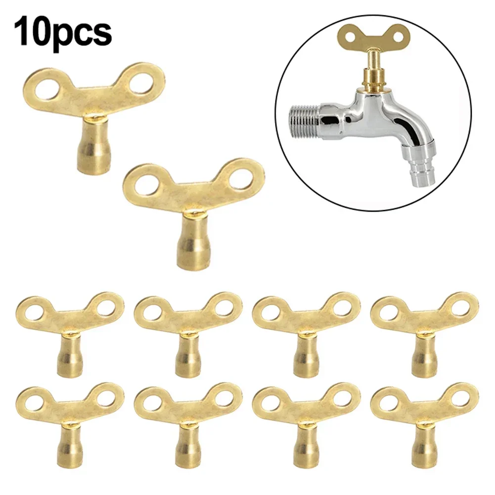 10PCS Faucet Key Radiator Water Tap Plumbing Hole Bleed Bleeding Keys Solid Iron For Venting Air Valve Radiators Solid Brass