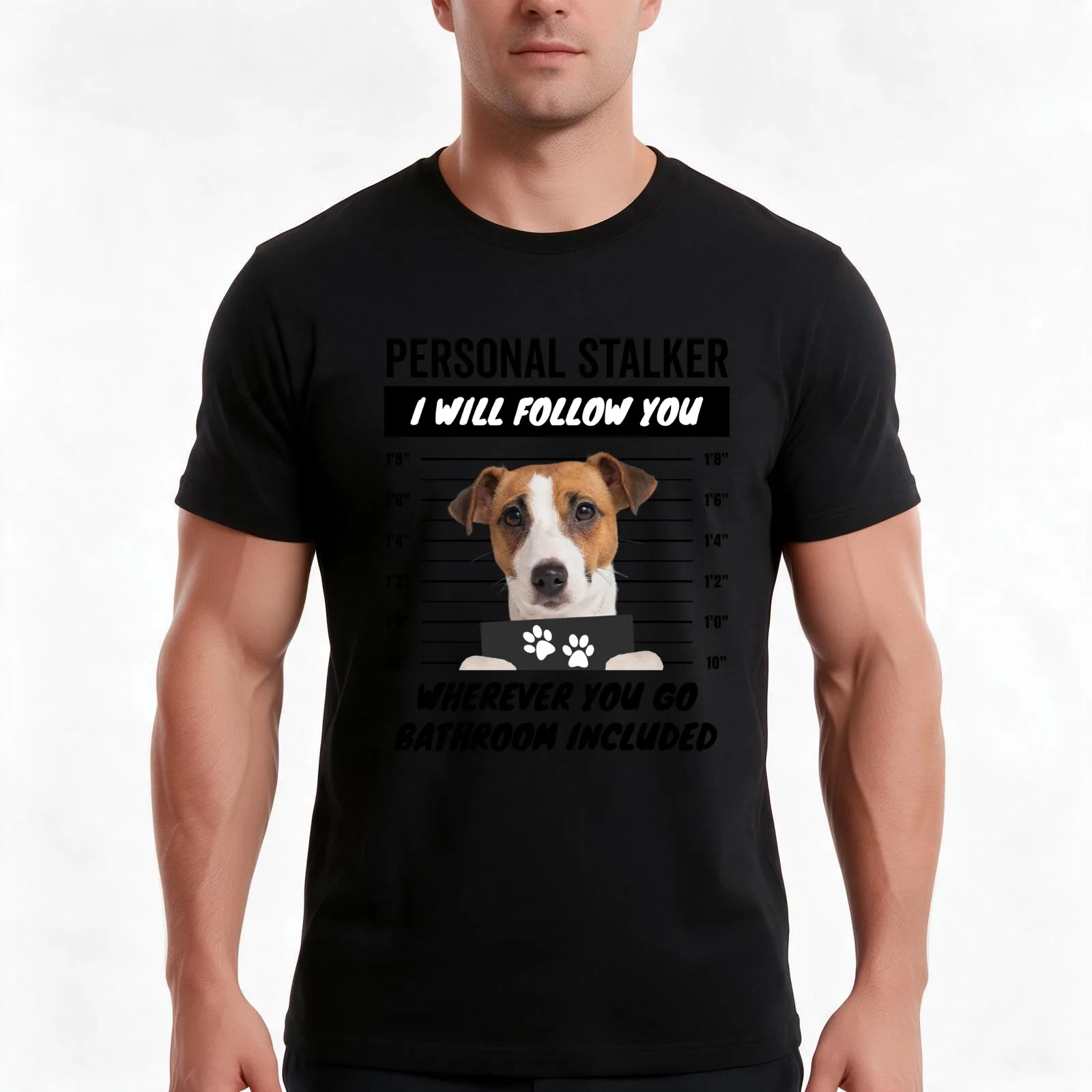 Personal Stalker Dog – Jack Russell Terrier T-Shirt, Summer Casual Cotton Tee, Oversized Streetwear Tops, Vintage Graphic Print