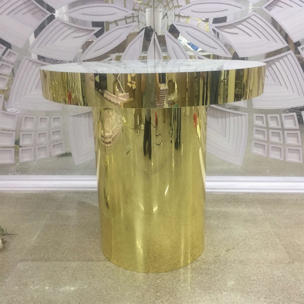 Modern Design Golden Mirrored Round Wedding Cake Table Luxury Party Used