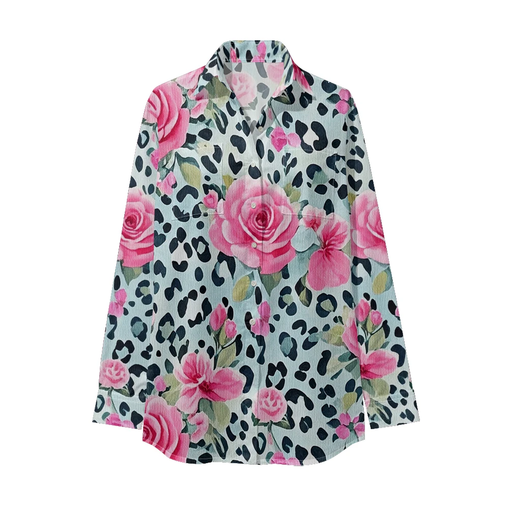 

Разноцветная рубашка с леопардовым принтом Blooms, винтажная рубашка с длинными рукавами в стиле 1920-х годов и нагрудным карманом, шикарные женские топы в стиле ретро