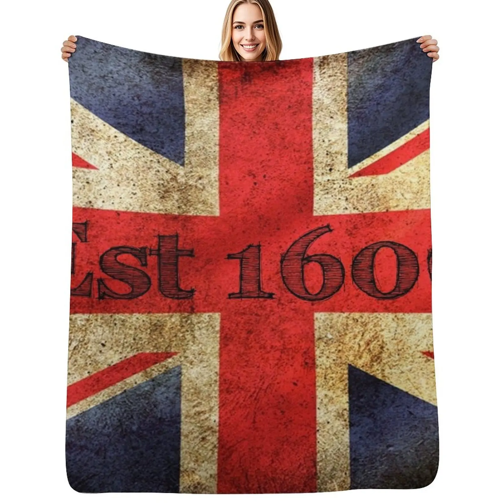 Vintage Union Jack Throw Blanket Portable Lightweight Blanket for Travel Camping