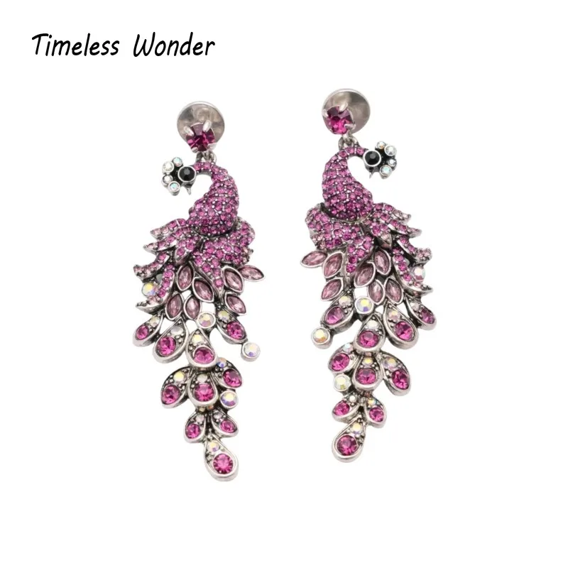 

Timeless Wonder Fancy Zircon Peacock Tassel Stud Earrings for Women Designer Fine Jewelry Runway Luxury Gift Sweet Cute 4133