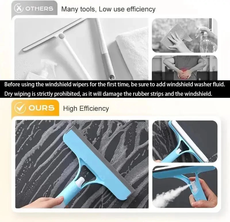 3‑In‑1 Multifunctional Window Cleaner, All‑in‑One Spray‑Scrub‑Squeegee Glass Wiper, Practical Household Cleaning Tool for Mirror, Shower Screen and Car Windows image 3