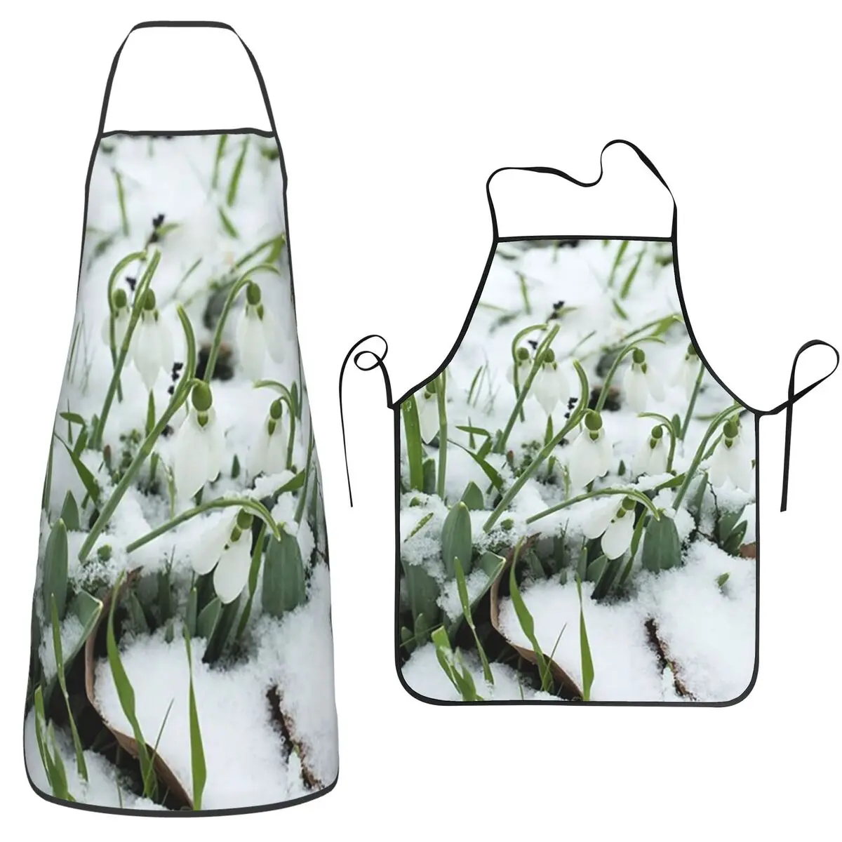 Dainty Snowdrops In Fresh Snow Apron Chef Cooking Tablier Sleeveless Bib Kitchen Cleaning Pinafore for Women Men Painting