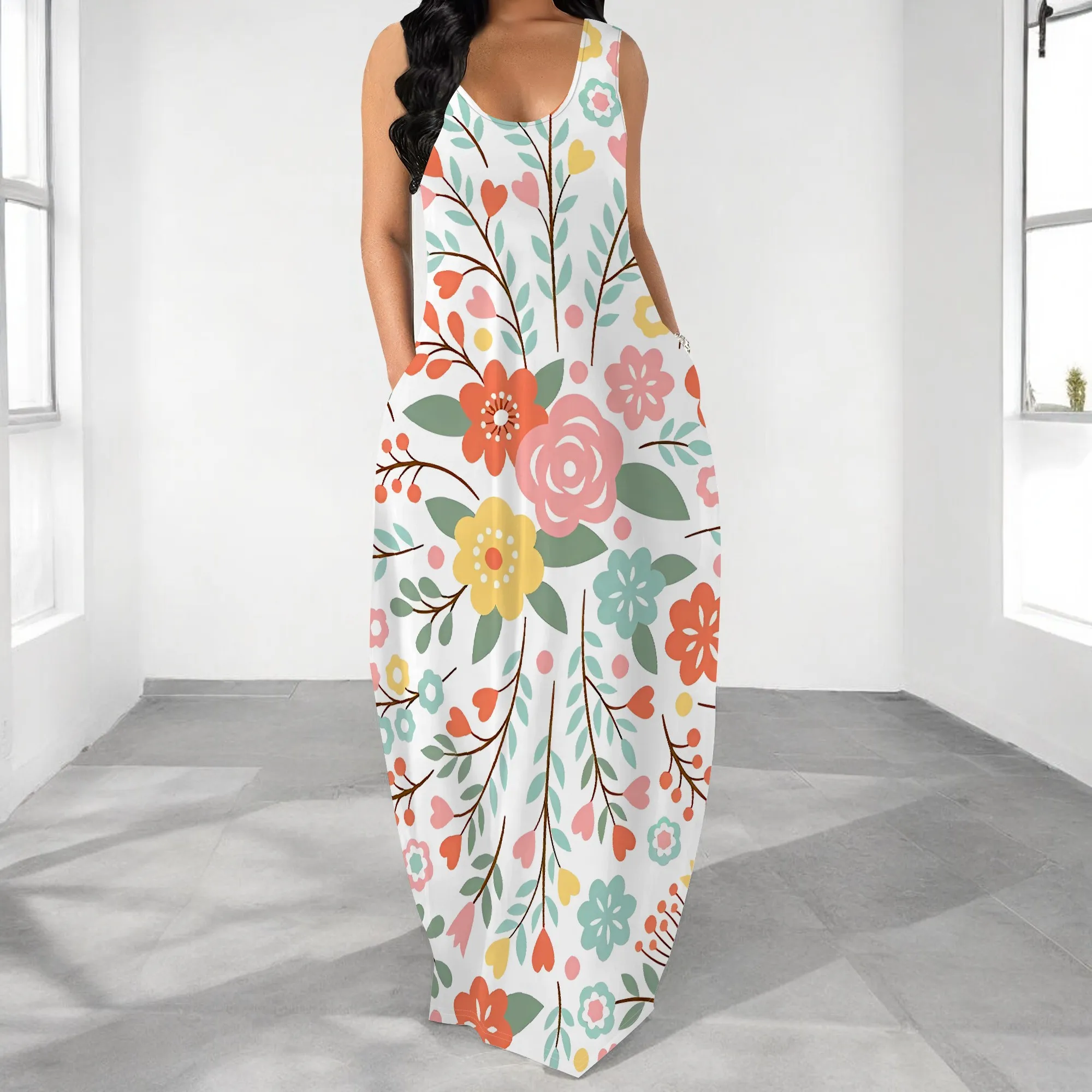 

Plus Size Sleeveless Maxi Dress Women Summer Casual Beach Long Dress Vacation Outfit