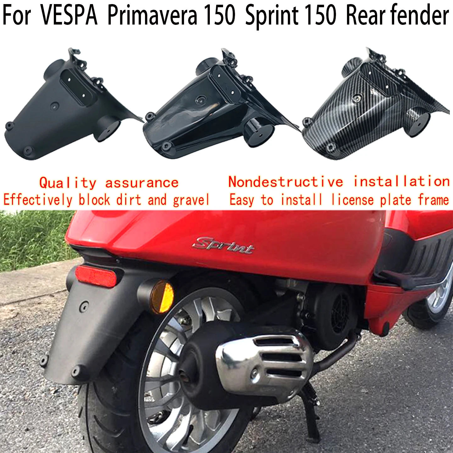 

For VESPA Sprint 150 Rear fender Original motorcycle parts Vespa Primavera 150 License plate frame mounting plate