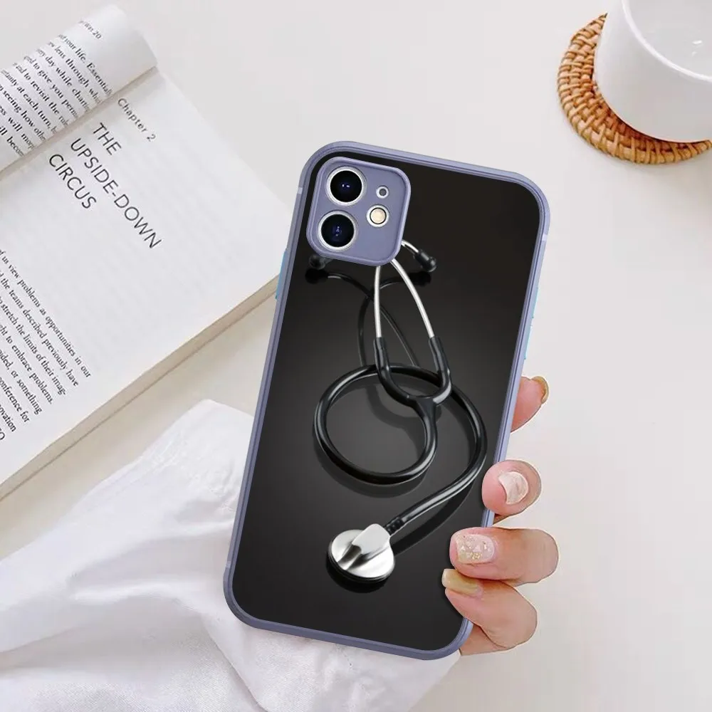 Medical Medicine stethoscope Phone Case For iPhone 14 X XR XS 7 8 Plus 11 12 13 pro MAX 13mini Matte Shockproof Case