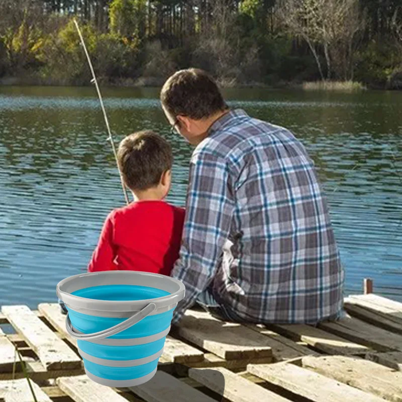 Secchio in Silicone per lavaggio auto da pesca pieghevole telescopico portatile all'aperto