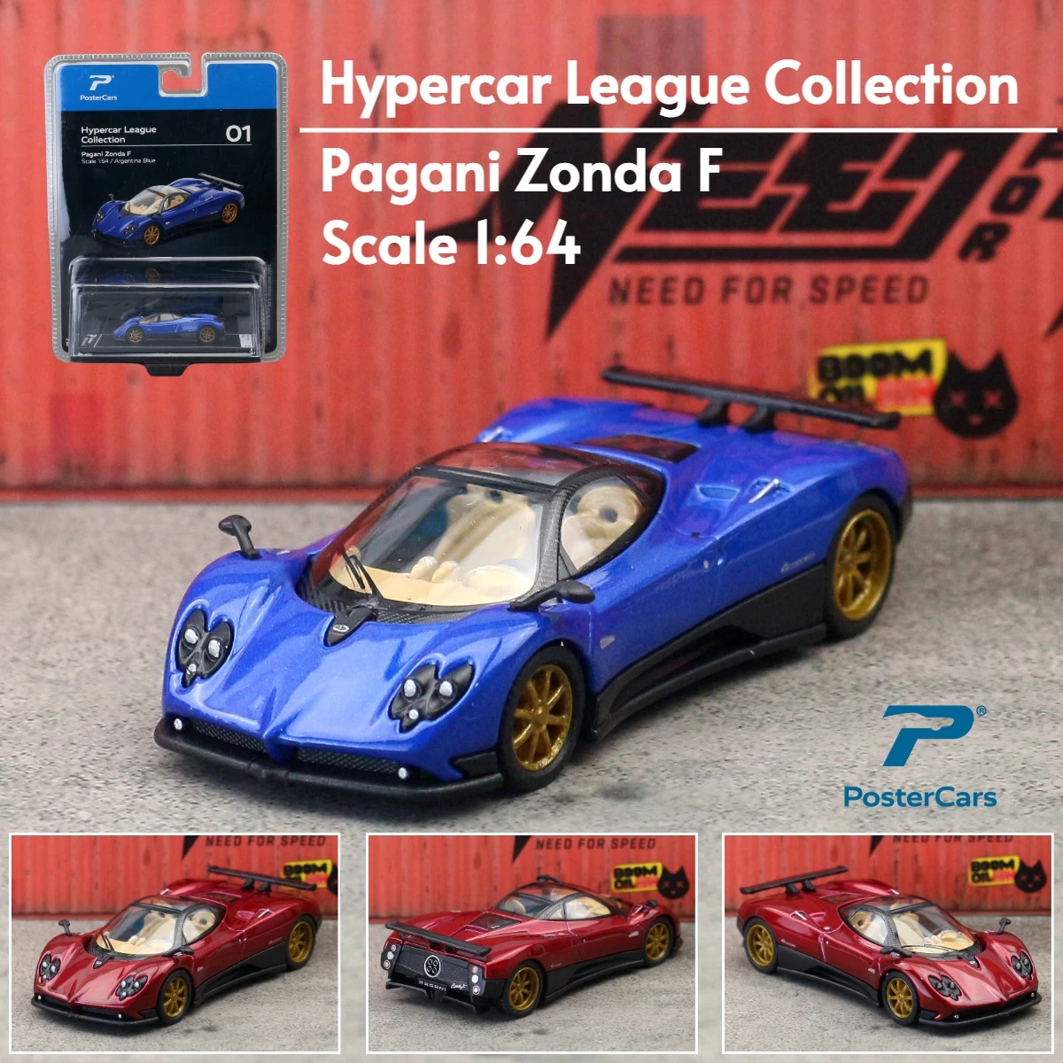 

Postercars 1/64 Pagani Zonda Roadster F Super Sport Car Diecast Vehicle Miniature Free Wheels Collection Gift For Children Boys