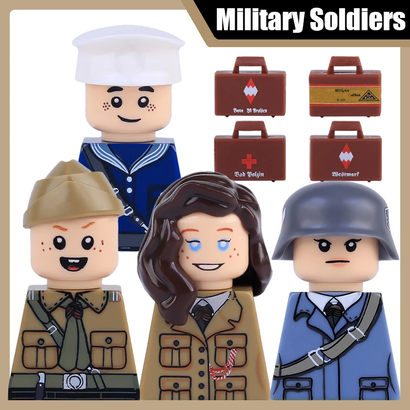 Militär-Soldaten-Figuren Offizier Bausteine Anführer Milizkorps Infanterie Krieger Marine-Mütze Zubehör Bausteine Spielzeug Geschenk