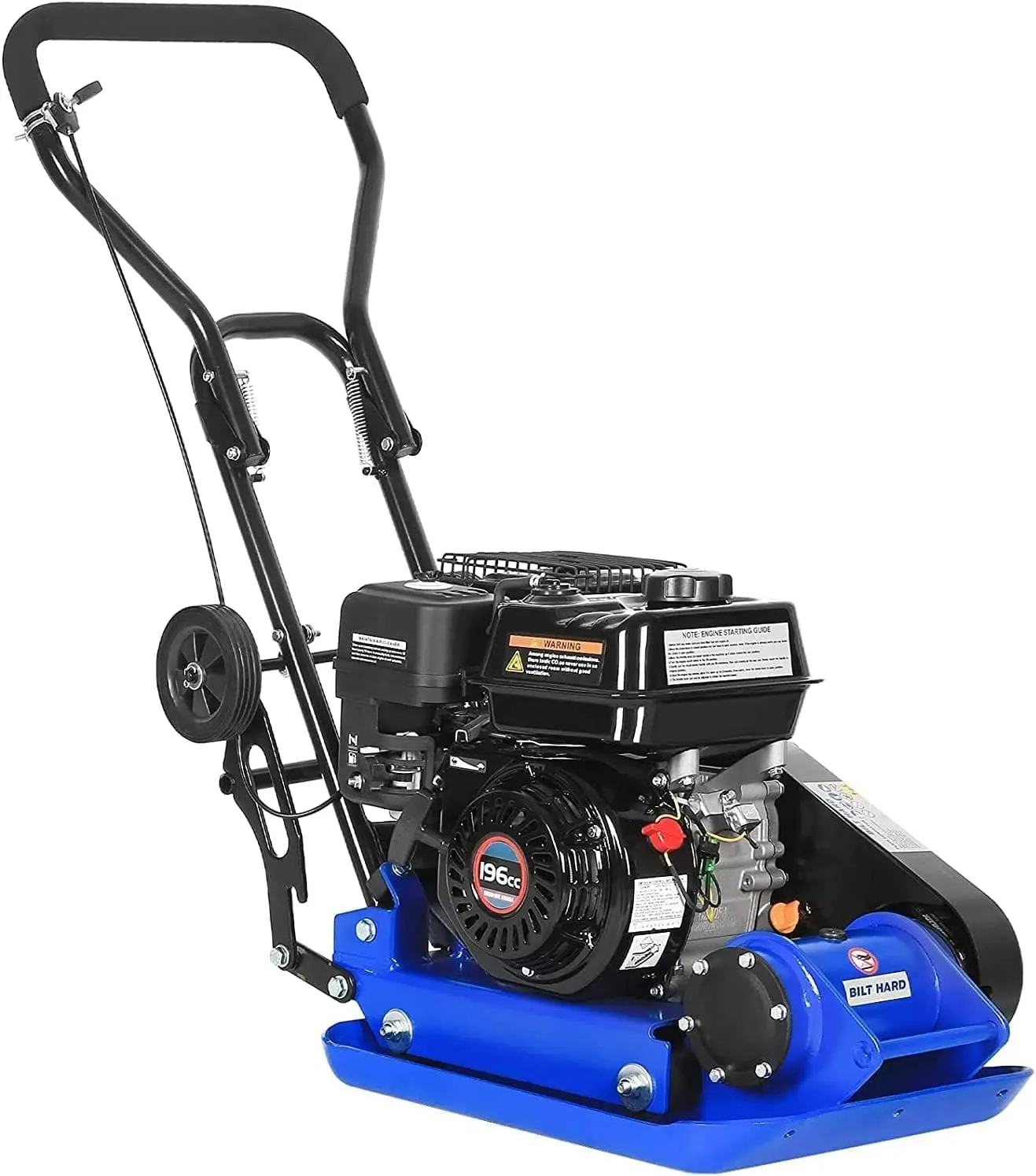 Plate Compactor Rammer 6.5HP 196cc Gas Engine 5500 VPM 2500 Lbs Compaction Force, 21 X 14.5 Inch Plate, Ground Compactors