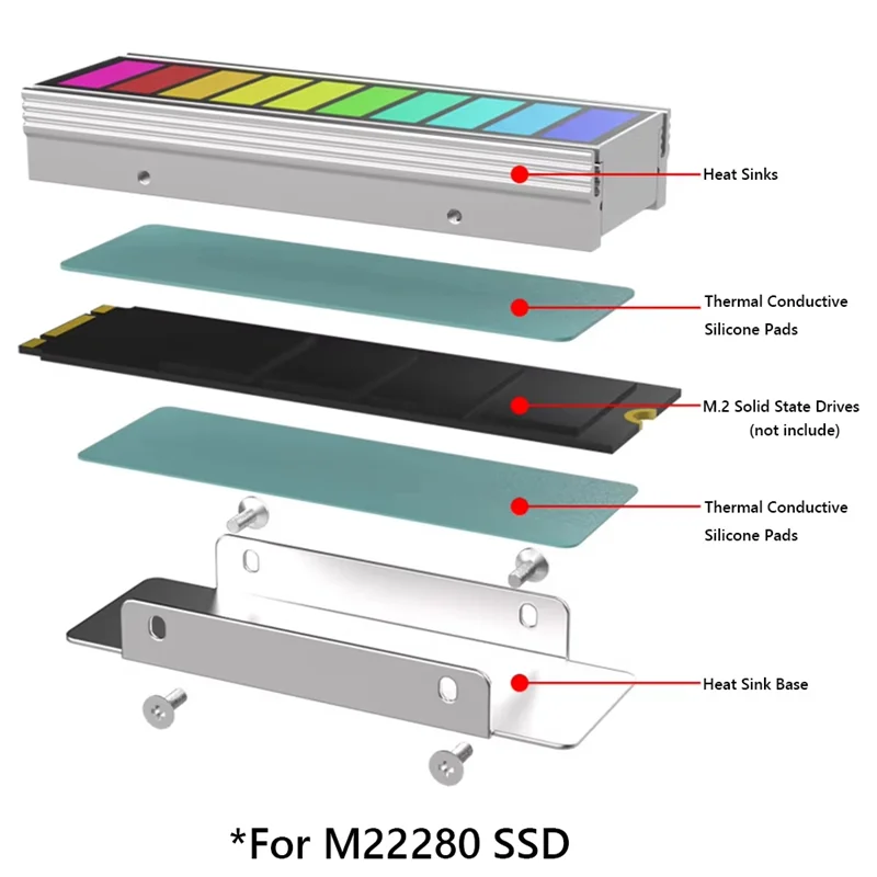 Nieuw - Solid State Drive Cooler Ingebouwde ventilator Harde schijf Heatsink Lichtbalk Sync Computeraccessoires A