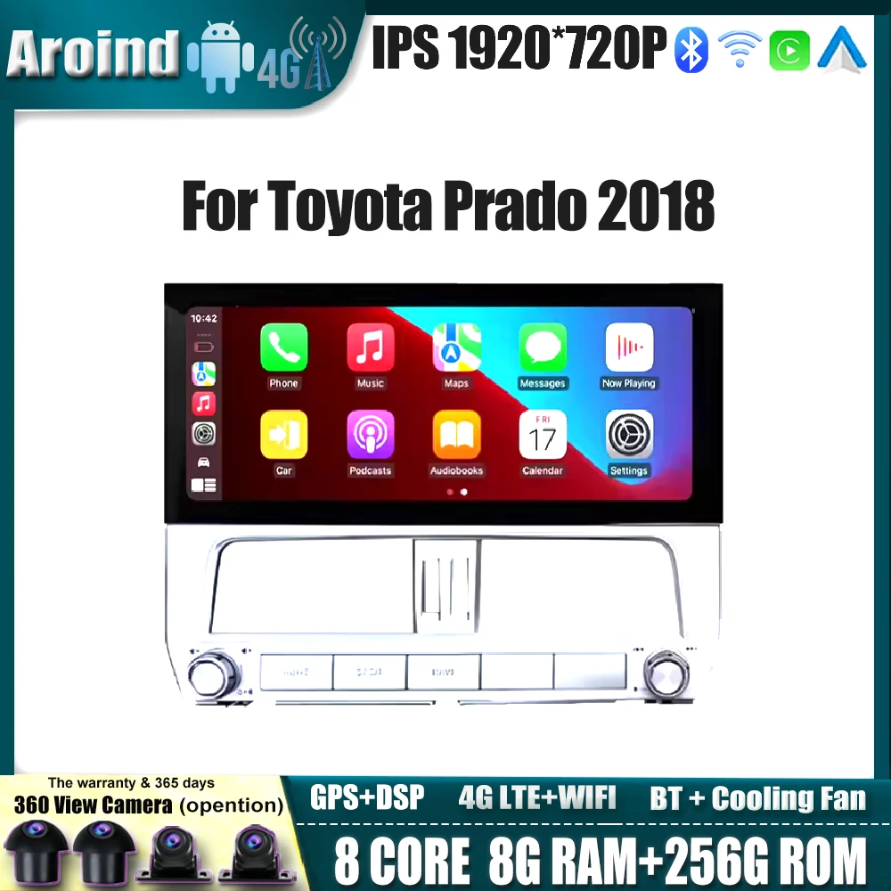 

12.3 Inch intelligence Android Auto For Toyota Prado 2018 Car Video Multimedia Player Bluetooth GPS Navigation QLED IPS Screen