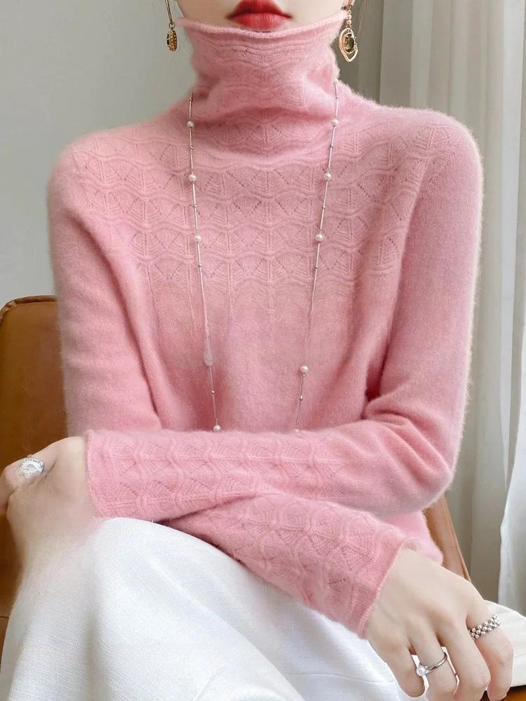 

Women's High Collar Camere Sweater 00% Wool Knitted Long Sve Thermal Base Layer irt Comfortable Warm All Season Wear