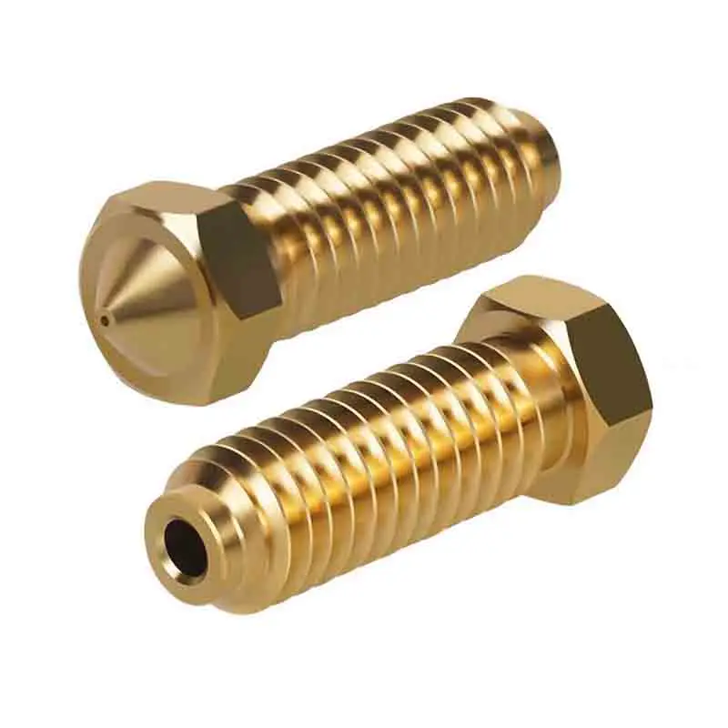 Customized 3D Printing Accessories Cnc Turning Machining Brass Nozzle 0.4mm Precision Part