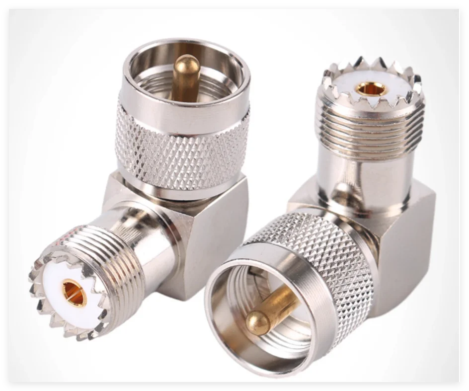 2pcs UHF SO-239 Female To UHF PL-259 Male Adapter 90 Degree Right Angle RF Connector