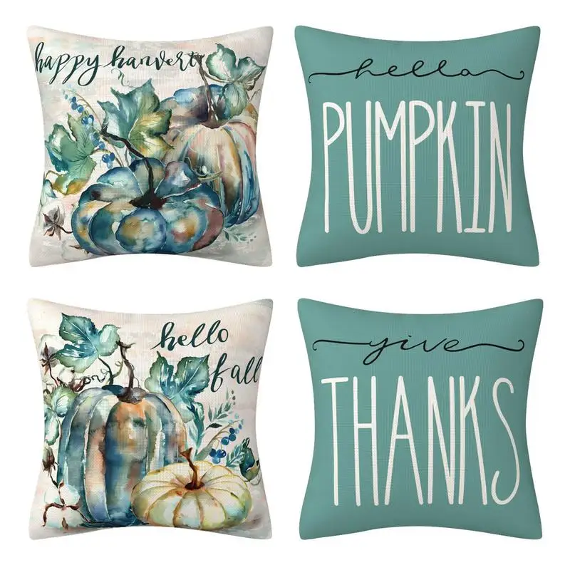 Fall Pillow Covers Set Of 4 Thanksgiving Decorative Throw Couch Pillow Cases 18x18inch Thanksgiving Decorative Throw Fall