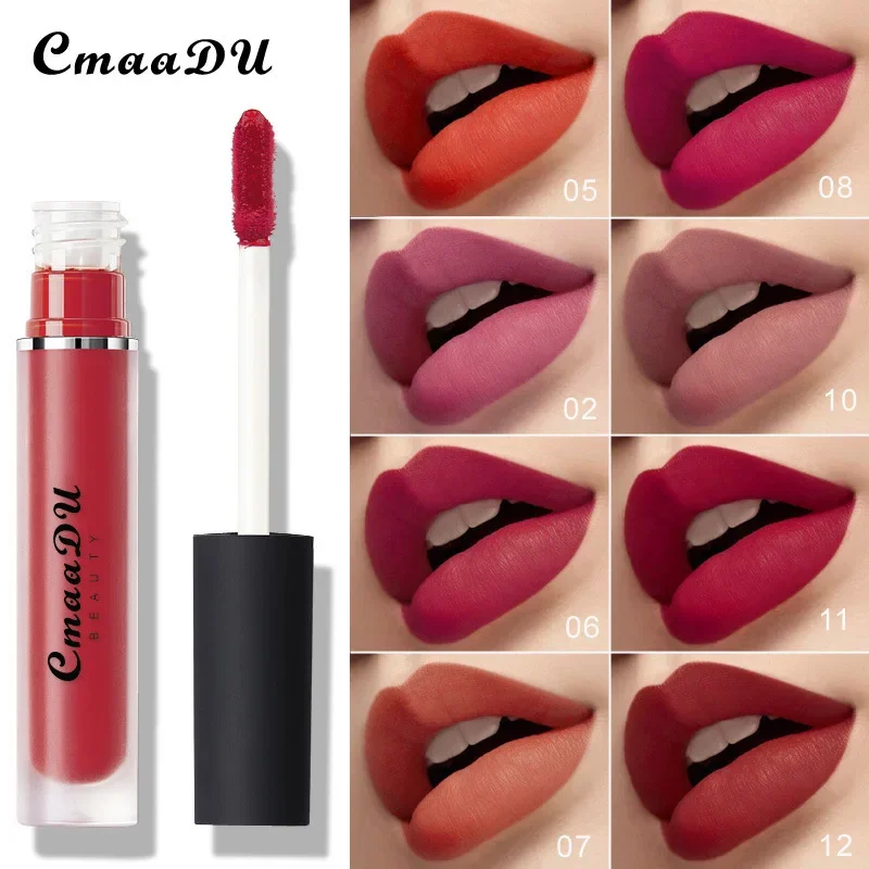 CmaaDU 15 color Nude Kiss Velvet Lip Glaze Moisturizing Sexy Lip Tint Lipstick Makeup Waterproof Last 24-Hour Lip Gloss Cosmetic