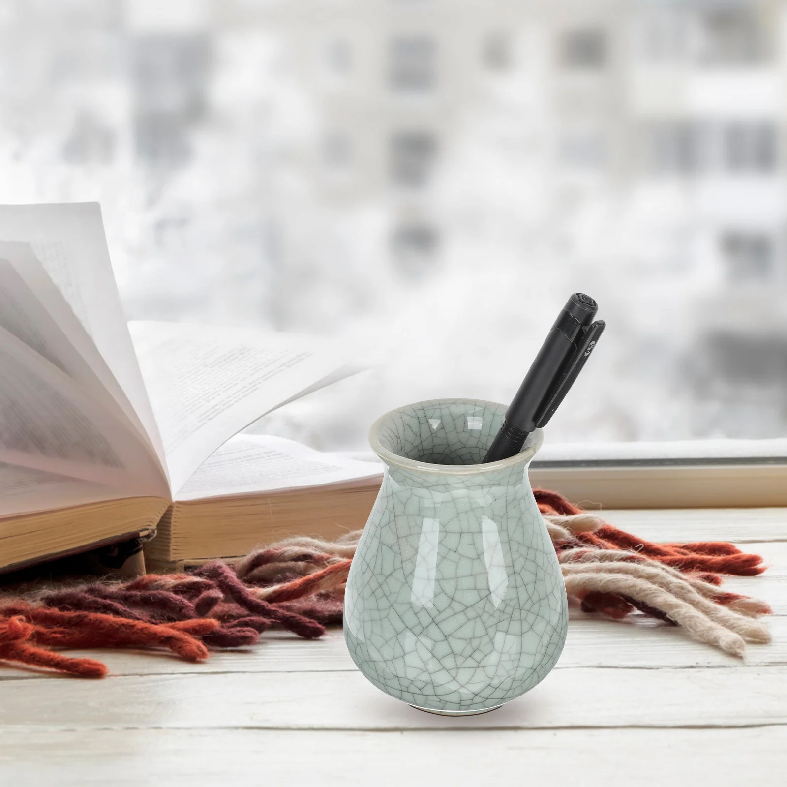 

Ceramic Pencil Holder Smooth Polished Finish Multi-Functional Organizer for Office Study Desktop Stationery Storage