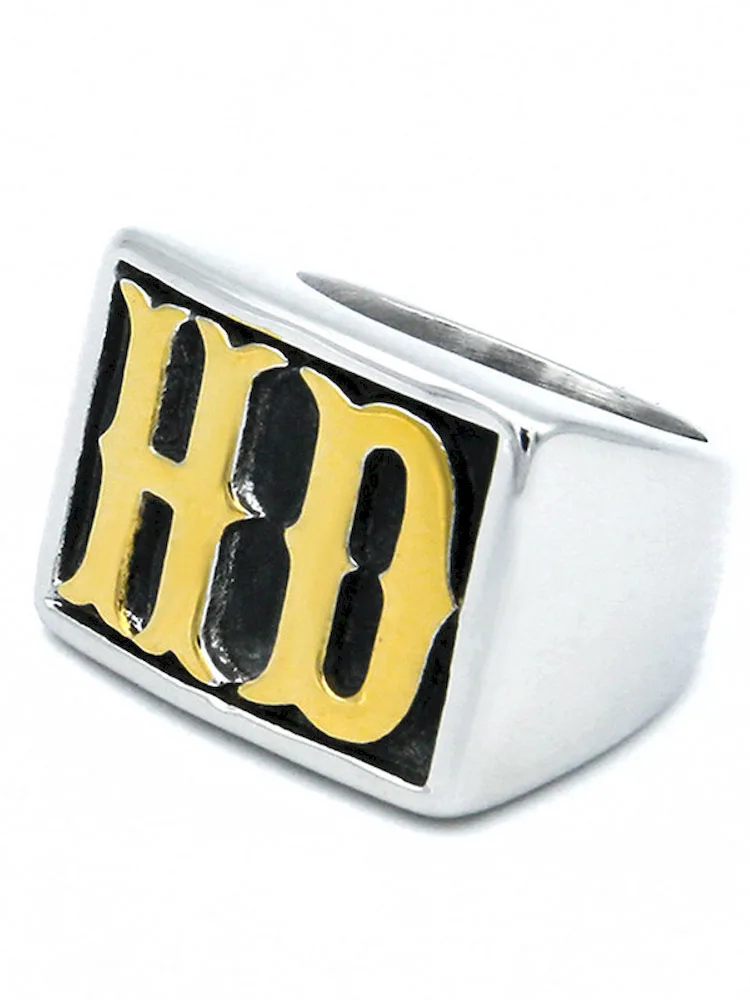 Bague en acier inoxydable pour hommes, couleur or argent, lettre HD, étanche, Punk, bijoux de doigt, vente en gros, 7/8/9/10/11/12/13