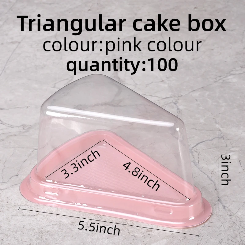100 PCS Disposable Cake Box,Plastic Triangle Round Moon Cake Tray Food Gift Packaging Box For Wedding Birthday Baking Tools A02 view 3