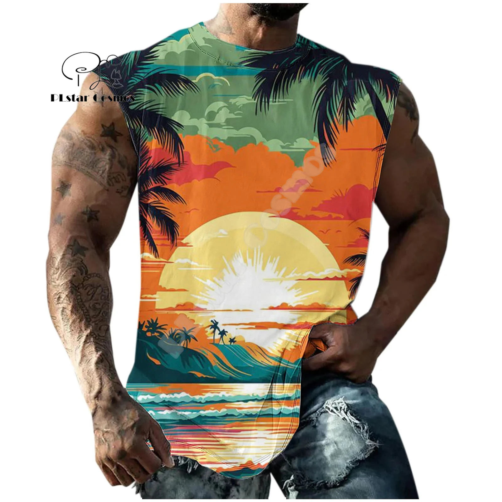 

NewFashion Vest Men's Top Graffiti Tattoo Retro Tank Top Streetwear 3DPrint Harajuku Summer O-Neck Sleeveless Casual Shirts X6