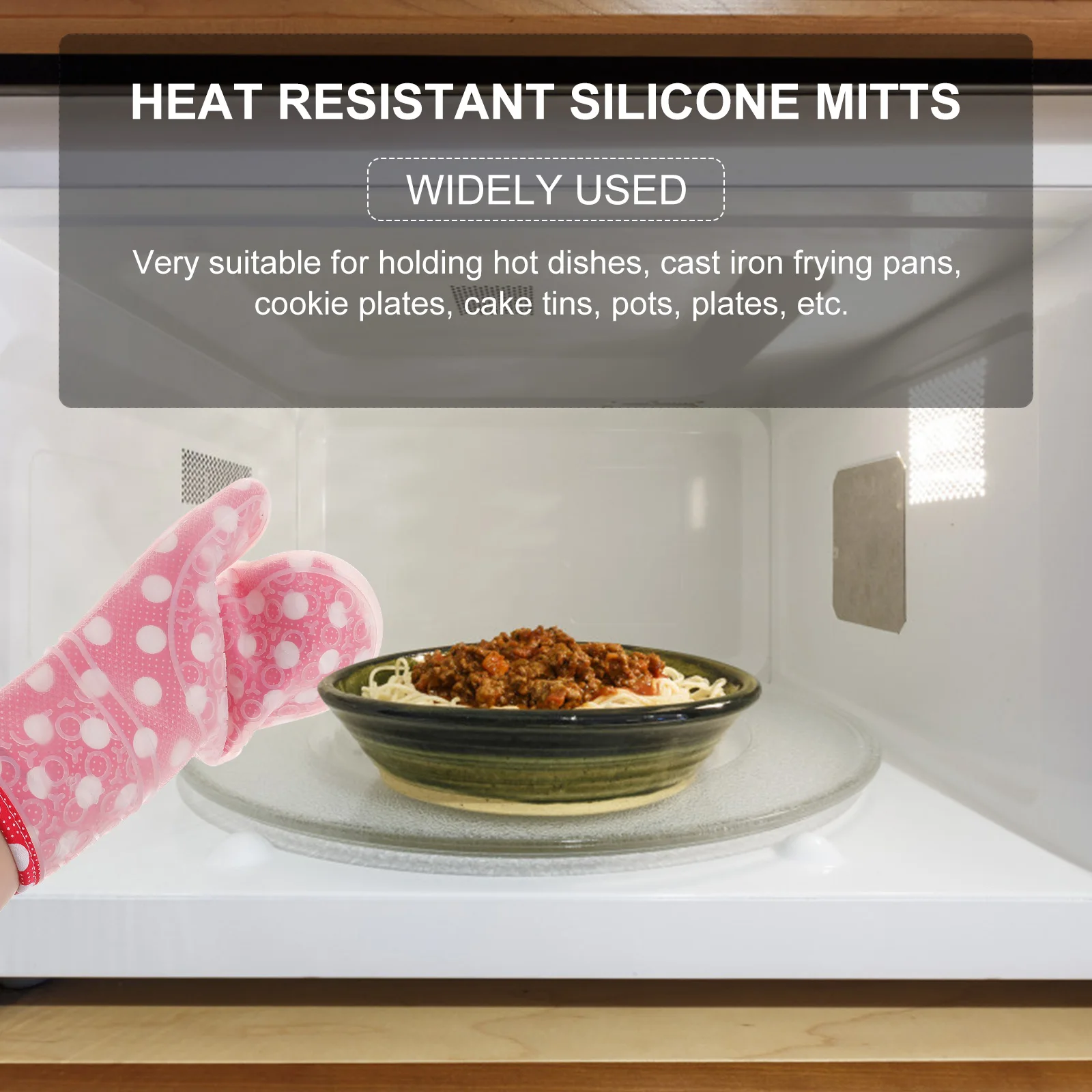 

Silicone Kitchen Mitt with Cotton Lining Heat Cold Resistant Non-Slip Grip Oven Glove for Cooking Toasting Grilling and Baking