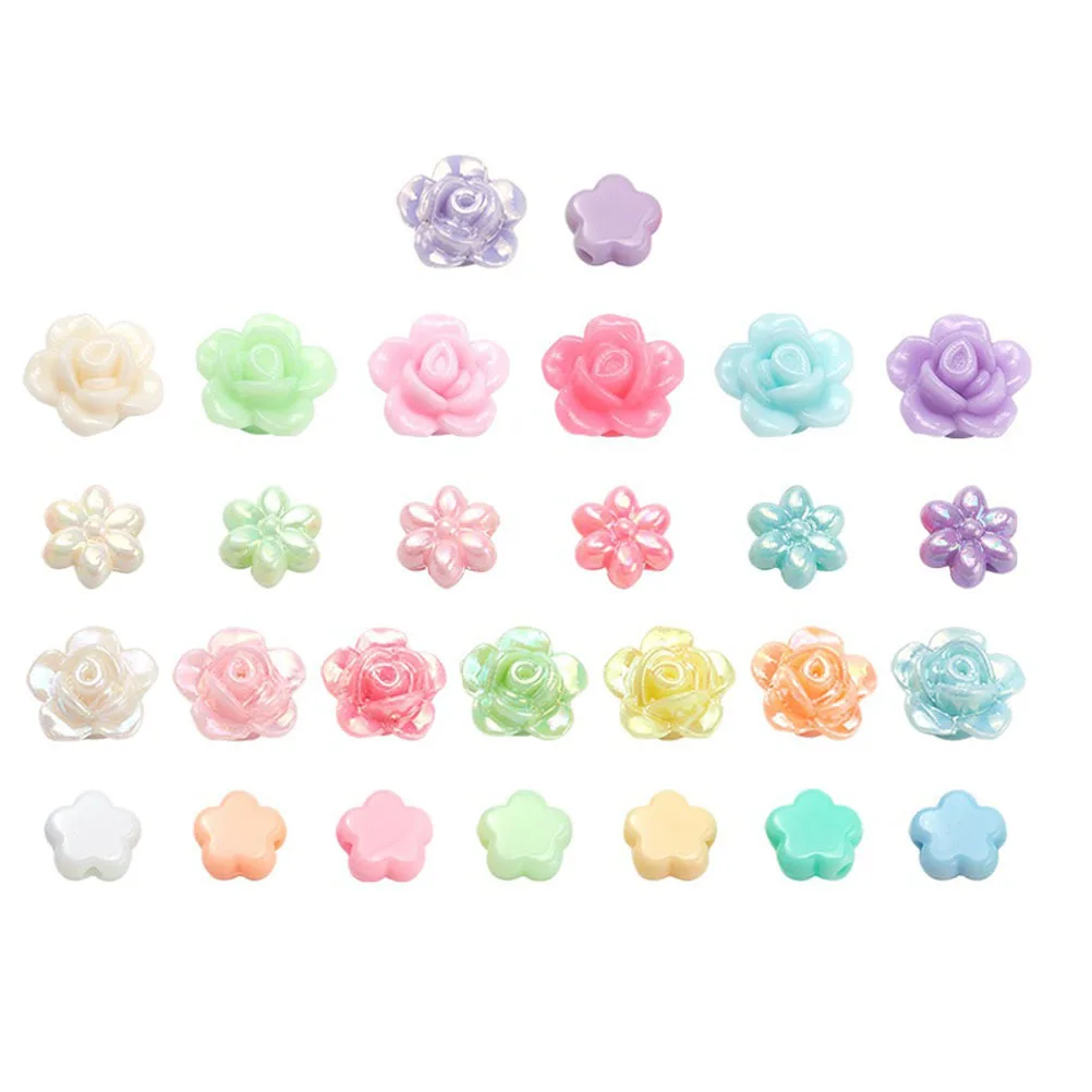 Box Flower Shaped Beads DIY Craft Jewelry Making Necklace Bracelet Accessories Acrylic Smooth Mini Hole DIY Beads