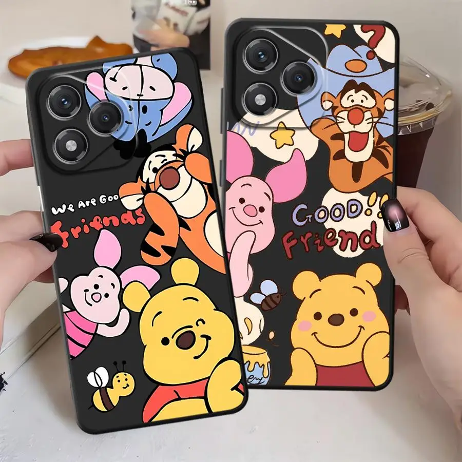 เคสโทรศัพท์นุ่มสีดำลายวินนี่เดอะพูห์สุดหรูจากดิสนีย์ สำหรับ Honor X5b 70 X8 8X Magic5Lite X6 X7 200 400 Lite 90 X9a